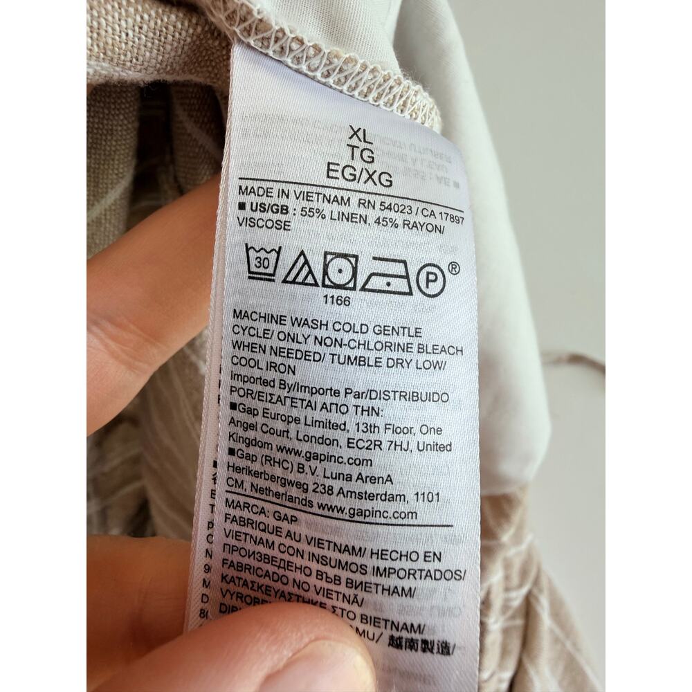 GAP XL Khaki Stripe Linen Easy Shorts with Drawstring - Picture 9 of 12